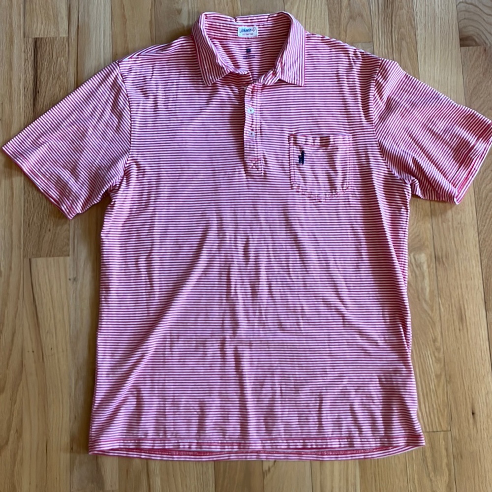 JOHNNIE-O mens polo cotton red stripe